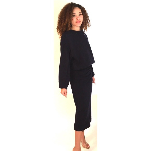 Karl Lagerfeld France Women's Size 36/6 Two Piece Navy Blue Top & Skirt Vintage - Picture 3 of 5